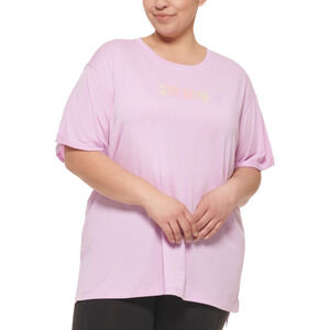 DKNY Sport Ombre Logo Tee Lilac Plus Size 3X 4359
